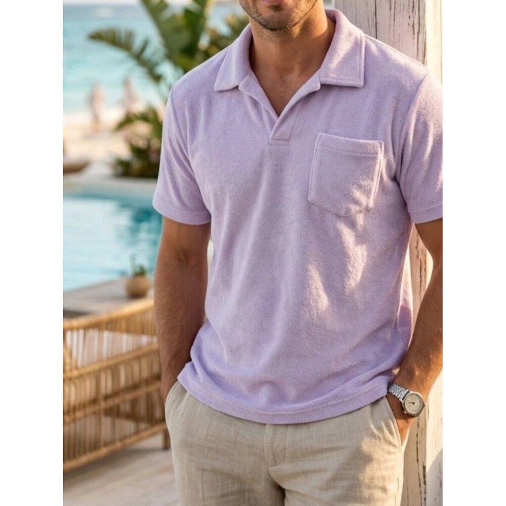 Criquet Terrycloth Polo Men's T-Shirt Short Sleeves Collared Solid M 290379